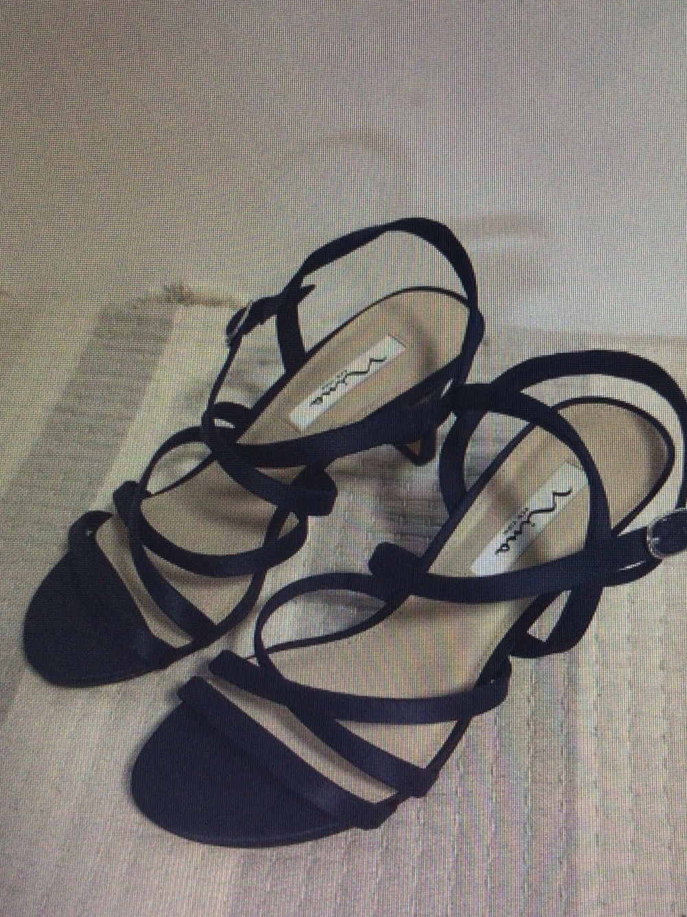 Nina Black Strappy Low Heel Sandals